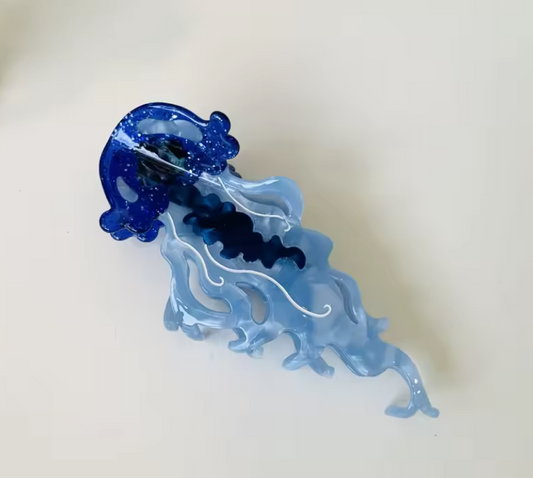 Blue Shimmery Jellyfish Claw Clip