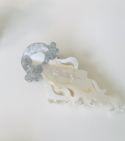Shimmery Silver Jellyfish Claw Clip