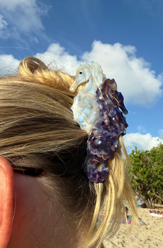 Violet Seahorse Claw Clip